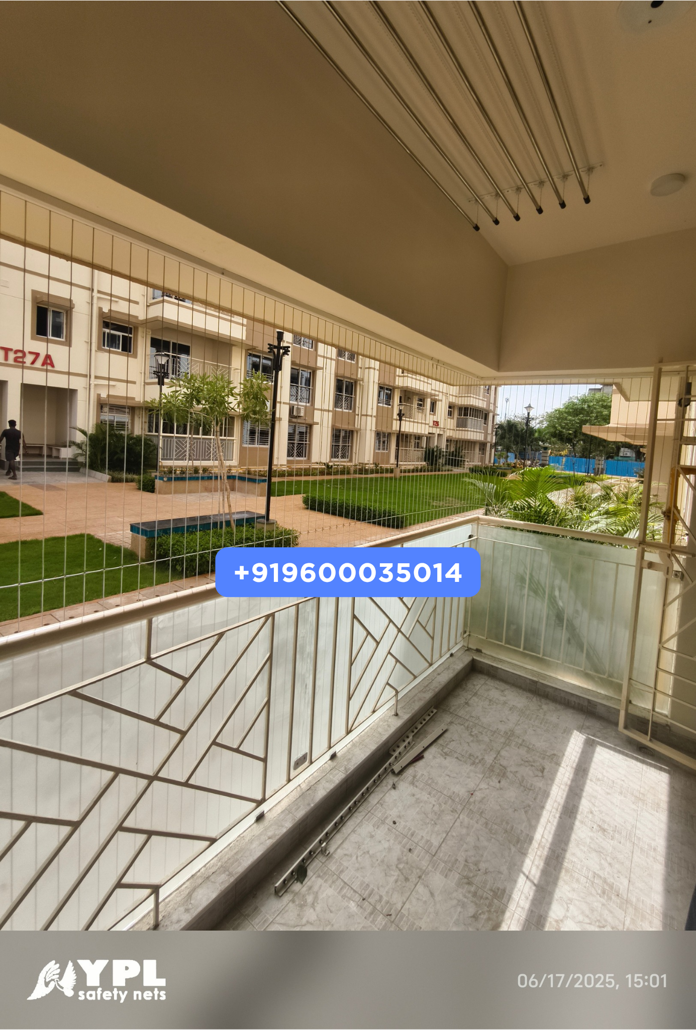 Invisible grills on apartment balcony in Velachery Chennai